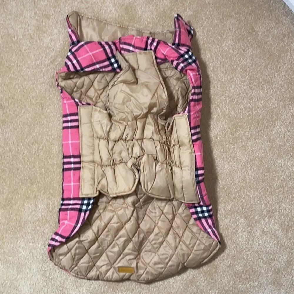 Kouser Plaid/Plain Reversible Dog Coat 3XL NWT